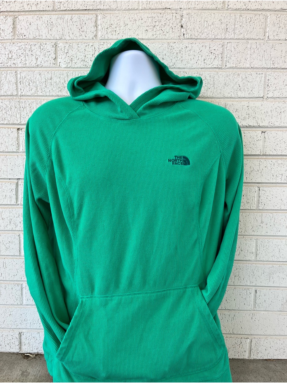 The North Face Women’s Green Hooded Waffle-Knit Pullover